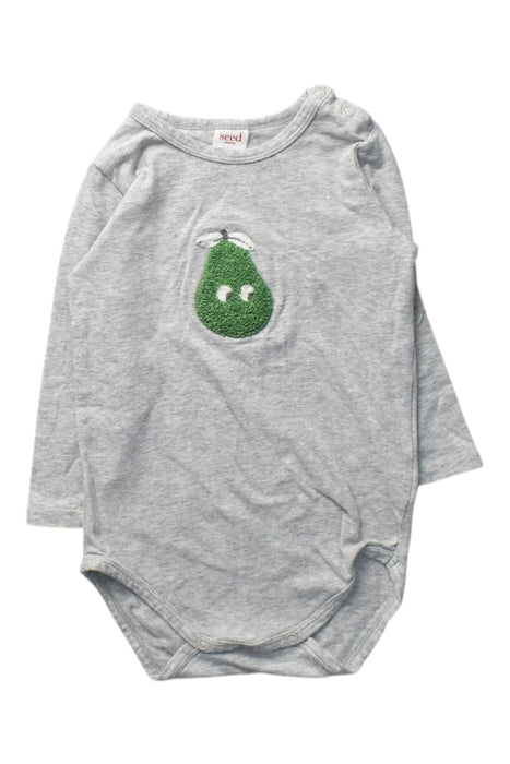 A Grey Long Sleeve Bodysuits from Seed in size 12-18M for boy. (Front View)