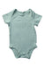 A Green Short Sleeve Bodysuits from Mori in size 6-12M for boy. (Front View)