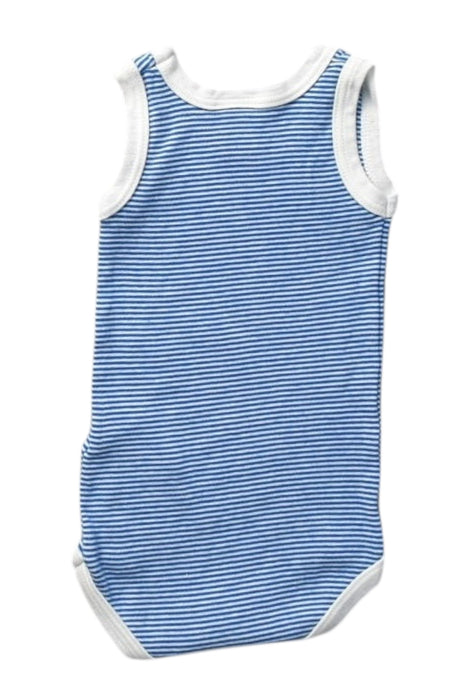 A Blue Sleeveless Bodysuits from Petit Bateau in size 0-3M for boy. (Back View)