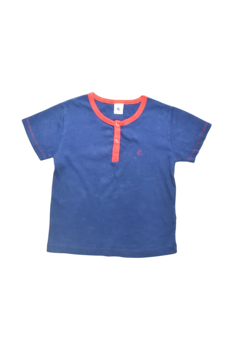 A Blue Short Sleeve T Shirts from Petit Bateau in size 4T for boy. (Front View)