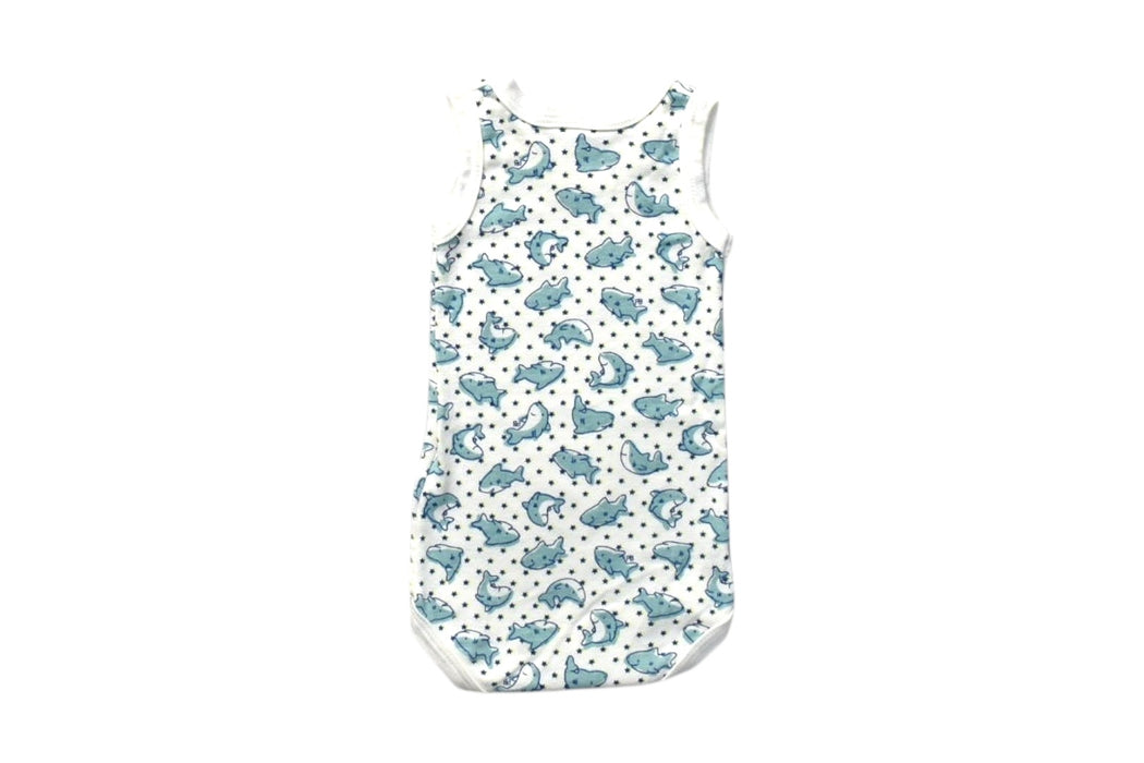 A White Sleeveless Bodysuits from Petit Bateau in size 0-3M for boy. (Back View)