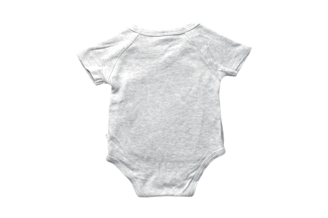 A Grey Short Sleeve Bodysuits from Mori in size 0-3M for boy. (Back View)