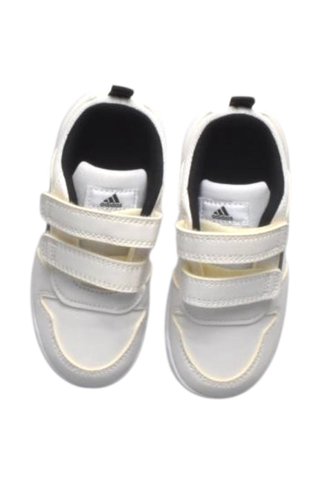A White Sneakers from Adidas in size 3T for boy. (Back View)