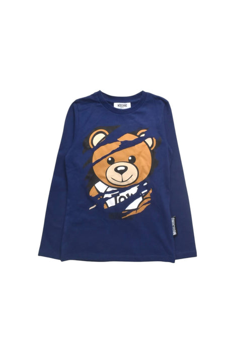 A Blue Long Sleeve T Shirts from Moschino in size 6T for boy. (Front View)