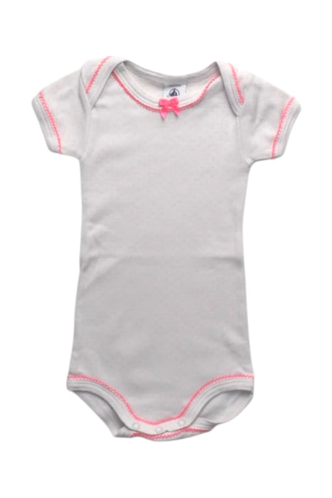A White Short Sleeve Bodysuits from Petit Bateau in size 3-6M for girl. (Front View)