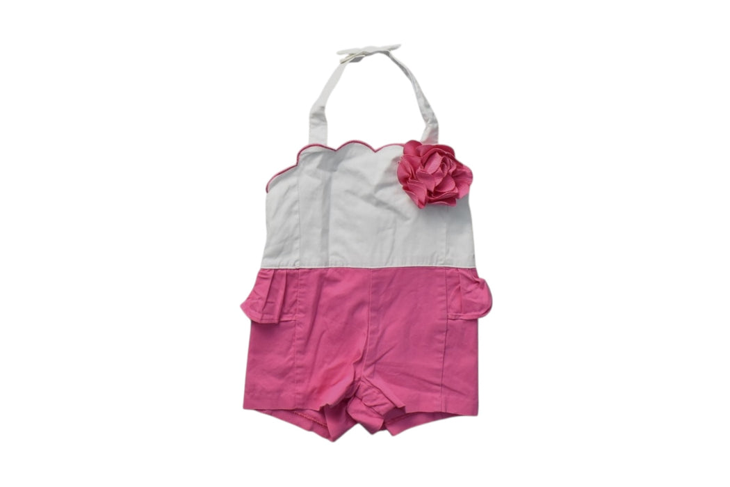 A Pink Sleeveless Rompers from Janie & Jack in size 3-6M for girl. (Front View)
