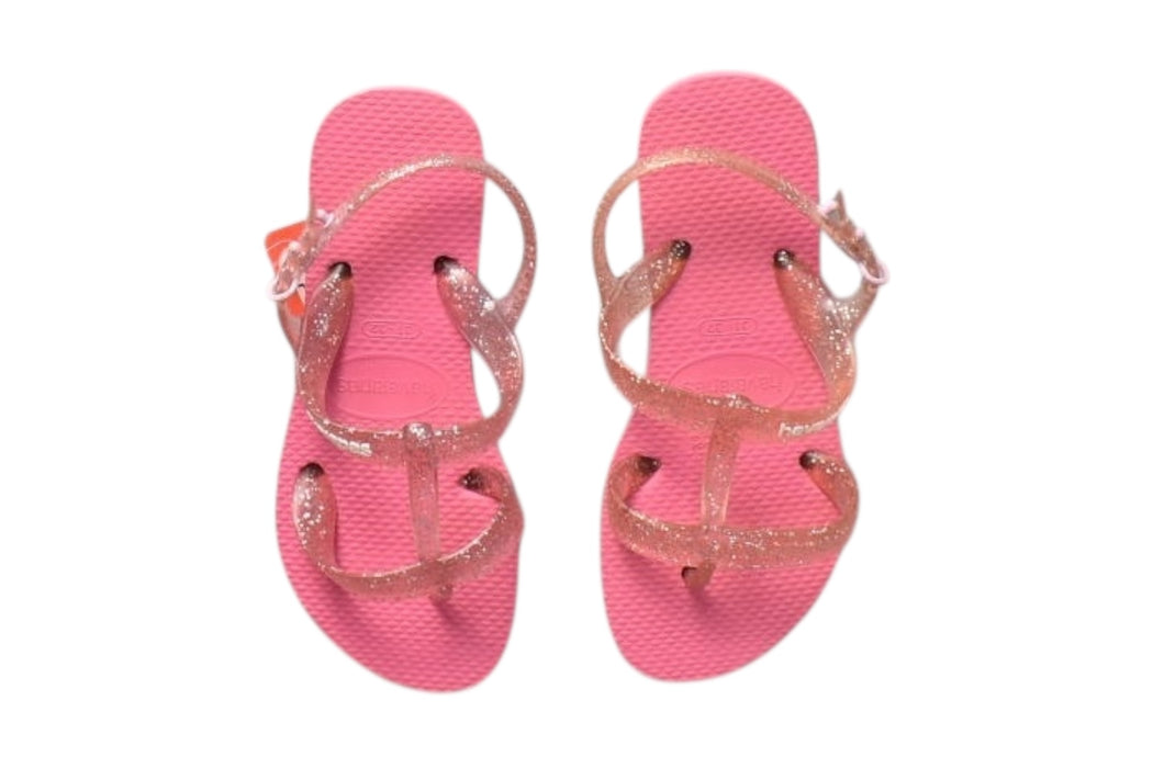 A Pink Sandals from Havaianas in size 6T for girl. (Back View)