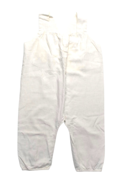 A White Long Overalls from Our Mini Nature in size 4T for girl. (Front View)