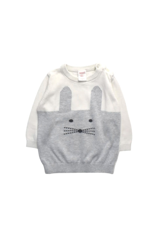 A Grey Knit Sweaters from Seed in size 6-12M for boy. (Front View)