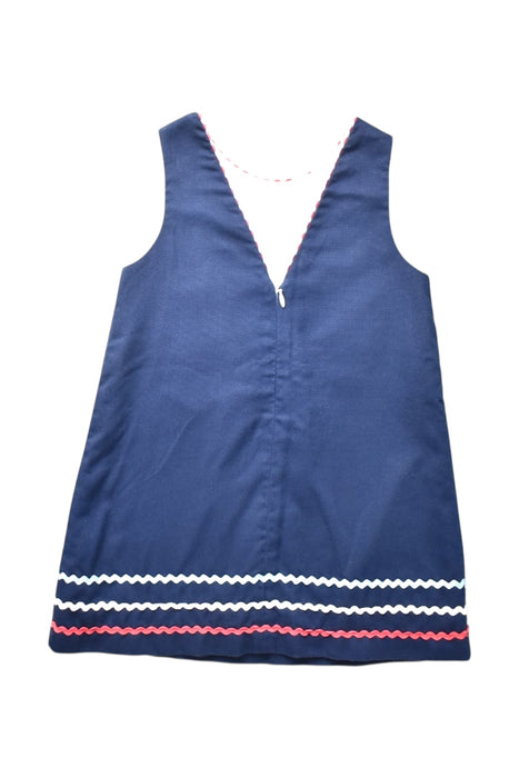 A Navy Sleeveless Dresses from Bella Bliss in size 5T for girl. (Back View)