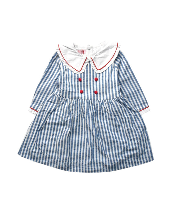 A Blue Long Sleeve Dresses from La Coqueta in size 3T for girl. (Front View)