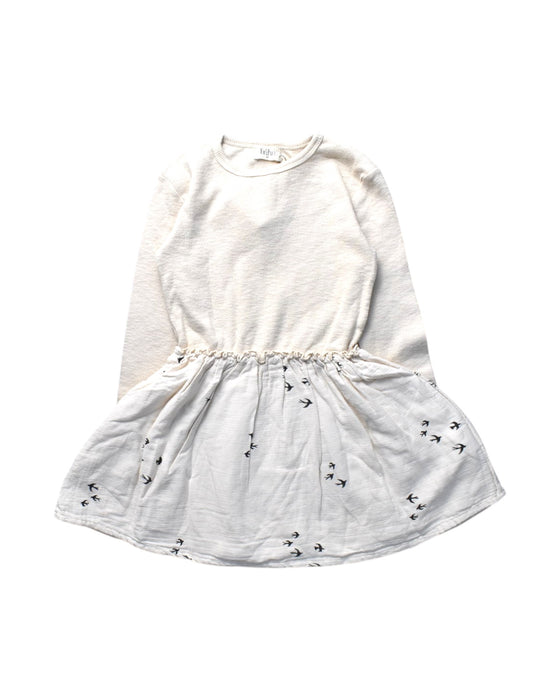 A White Long Sleeve Dresses from Buho in size 3T for girl. (Front View)