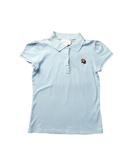 A Blue Short Sleeve Polos from Gucci in size 10Y for girl. (Front View)