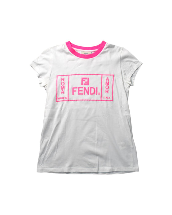 A White Short Sleeve T Shirts from Fendi in size 10Y for girl. (Front View)
