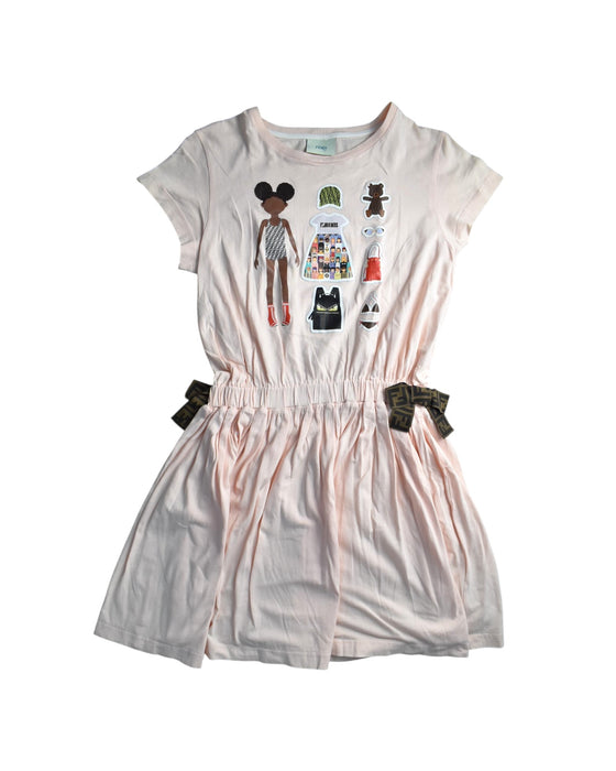 A Pink Short Sleeve Dresses from Fendi in size 10Y for girl. (Front View)