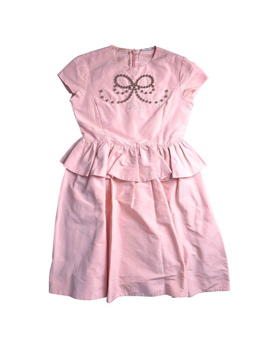 A Pink Short Sleeve Dresses from Fendi in size 10Y for girl. (Front View)