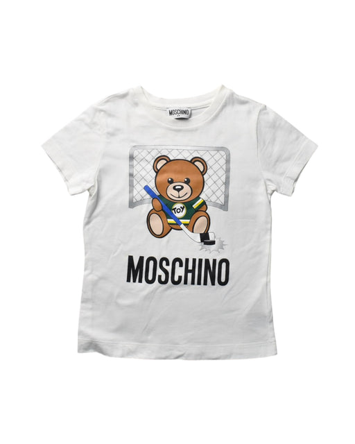 A White Short Sleeve T Shirts from Moschino in size 6T for boy. (Front View)