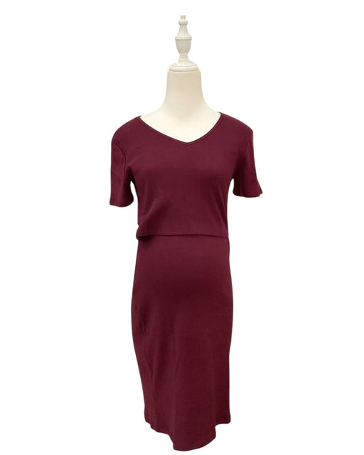 A Burgundy Short Sleeve Dresses from Annee Matthew in size Maternity-XS for maternity. (Front View)