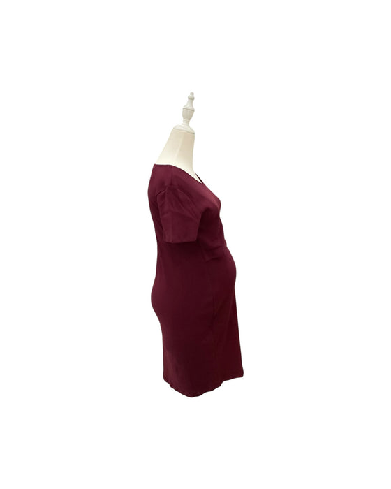 A Burgundy Short Sleeve Dresses from Annee Matthew in size Maternity-XS for maternity. (Back View)