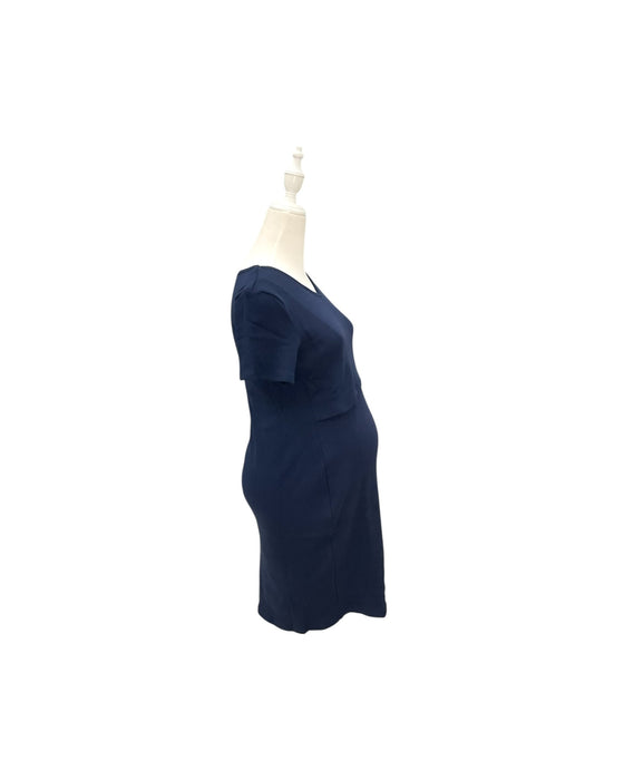 A Navy Short Sleeve Dresses from Annee Matthew in size Maternity-XS for maternity. (Back View)