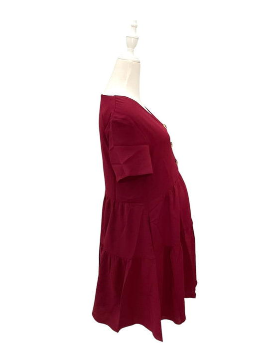 A Burgundy Short Sleeve Dresses from Dear in size Maternity-S for maternity. (Back View)