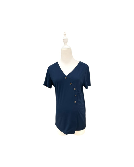 A Navy Short Sleeve Tops from Jump Eat Cry in size Maternity-S for maternity. (Front View)