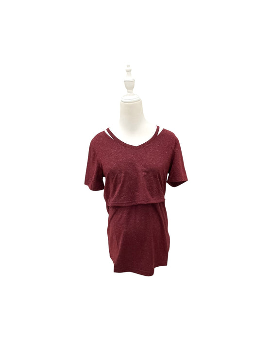 A Burgundy Short Sleeve Tops from Jump Eat Cry in size Maternity-S for maternity. (Front View)