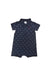 A Navy Short Sleeve Rompers from Petit Bateau in size 6-12M for boy. (Front View)