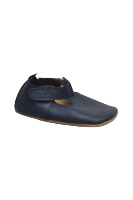 A Navy Booties from Bobux in size 3-6M for boy. (Front View)