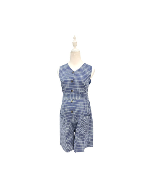 A Blue Sleeveless Rompers from Jump Eat Cry in size Maternity-S for maternity. (Front View)