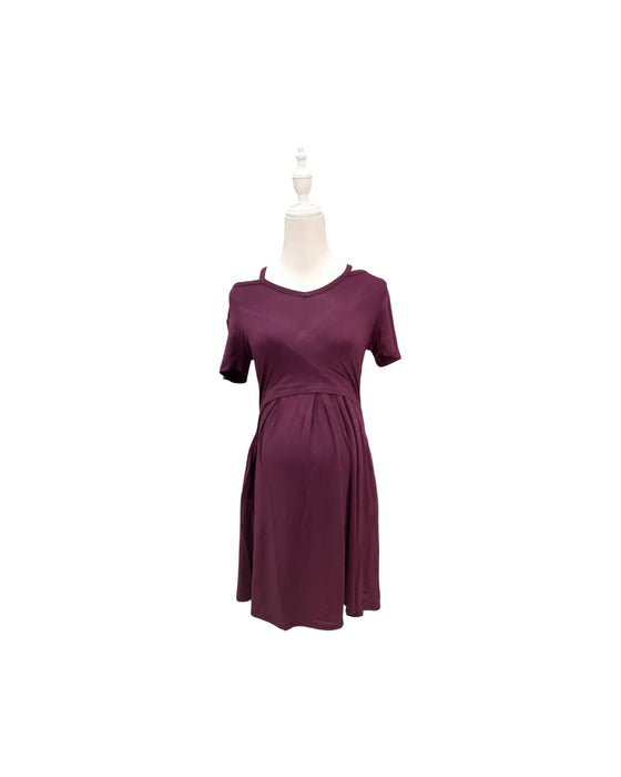 A Burgundy Short Sleeve Dresses from Annee Matthew in size Maternity-XS for maternity. (Front View)