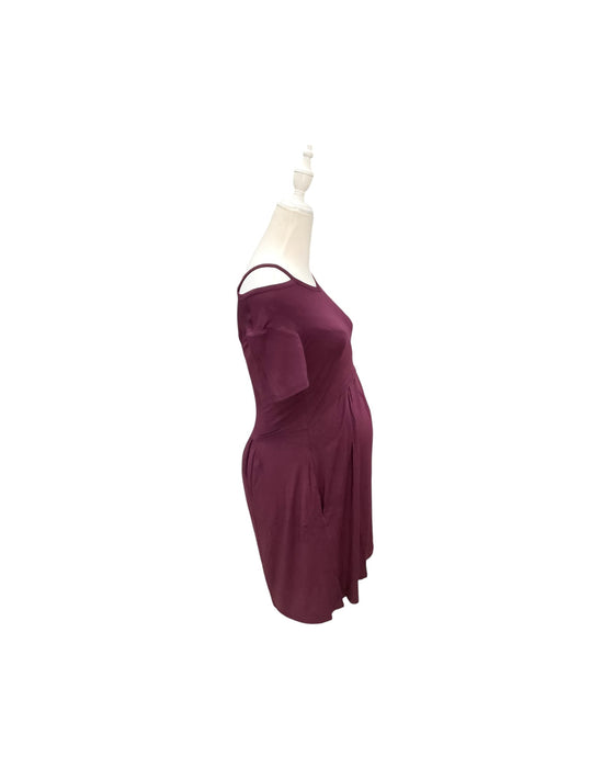 A Burgundy Short Sleeve Dresses from Annee Matthew in size Maternity-XS for maternity. (Back View)