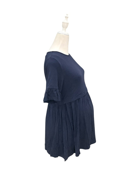 A Navy Short Sleeve Tops from Mothercot in size Maternity-S for maternity. (Back View)