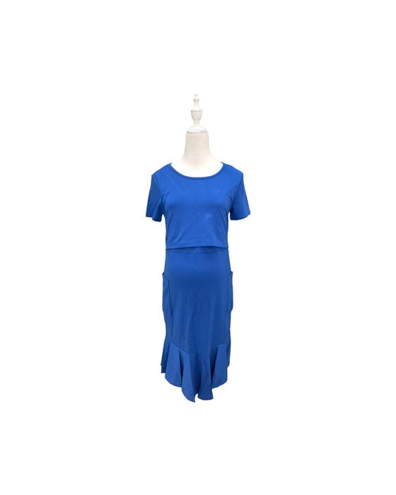 A Blue Short Sleeve Dresses from Mothercot in size Maternity-S for maternity. (Front View)