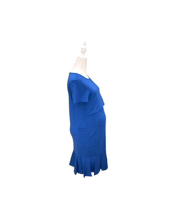 A Blue Short Sleeve Dresses from Mothercot in size Maternity-S for maternity. (Back View)