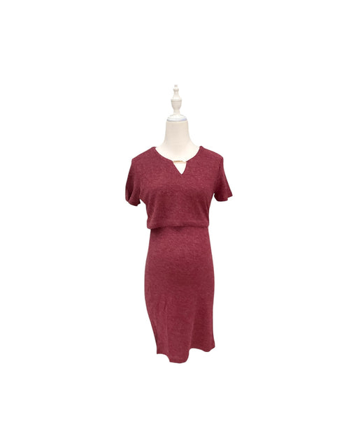 A Burgundy Short Sleeve Dresses from Mothercot in size Maternity-S for maternity. (Front View)