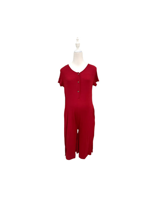 A Red Short Sleeve Jumpsuits from Mothercot in size Maternity-S for maternity. (Front View)