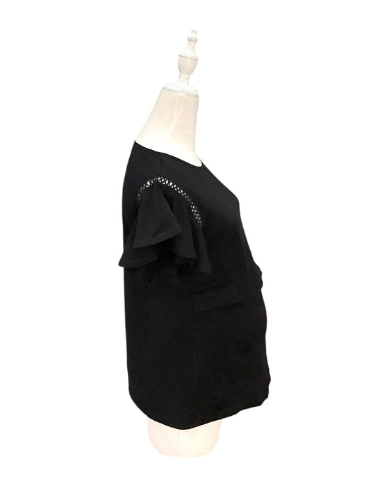 A Black Short Sleeve Tops from Mothercot in size Maternity-S for maternity. (Back View)