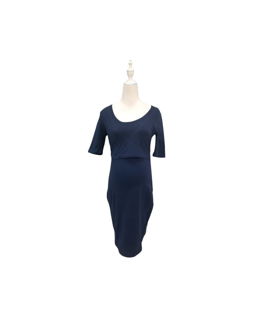 A Navy Short Sleeve Dresses from Mothercot in size Maternity-S for maternity. (Front View)
