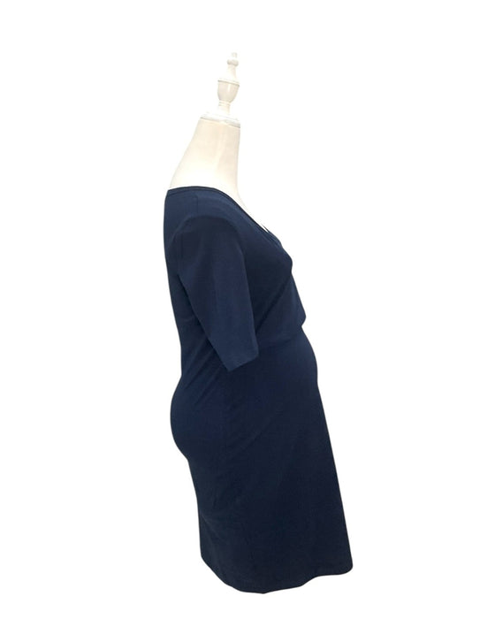 A Navy Short Sleeve Dresses from Mothercot in size Maternity-S for maternity. (Back View)