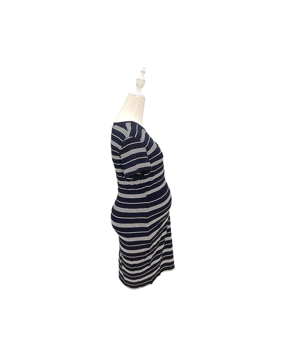 A Navy Short Sleeve Dresses from Mothercot in size Maternity-S for maternity. (Back View)