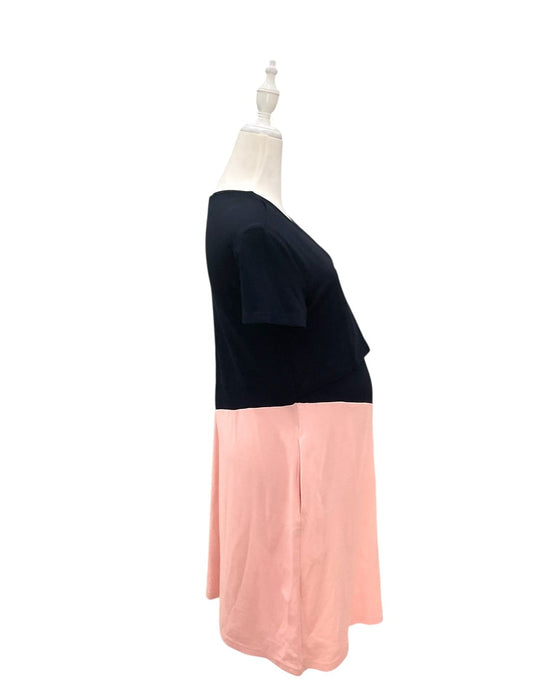 A Navy Short Sleeve Dresses from Mothercot in size Maternity-S for maternity. (Back View)