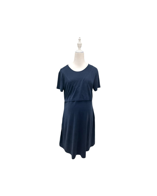 A Navy Short Sleeve Dresses from Mothercot in size Maternity-S for maternity. (Front View)