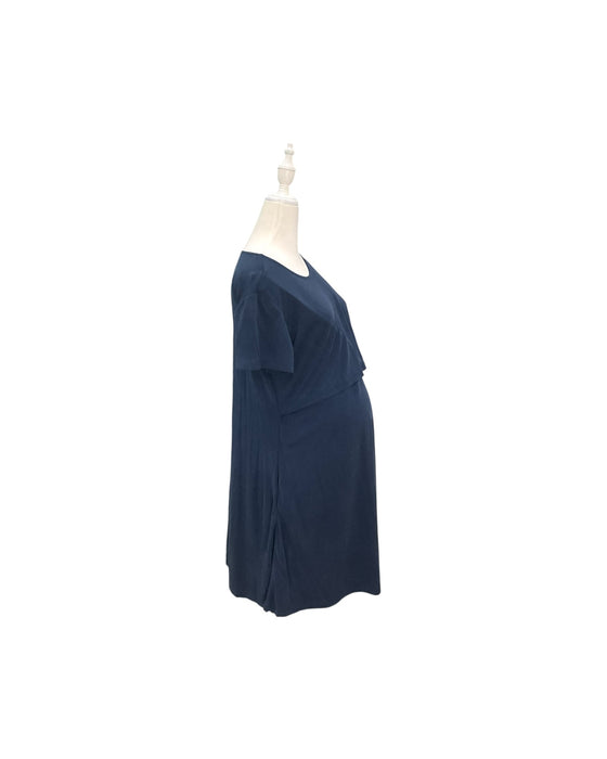 A Navy Short Sleeve Dresses from Mothercot in size Maternity-S for maternity. (Back View)