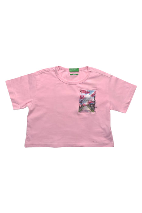 A Pink Short Sleeve T Shirts from United Colors Of Benetton in size 9Y for girl. (Front View)