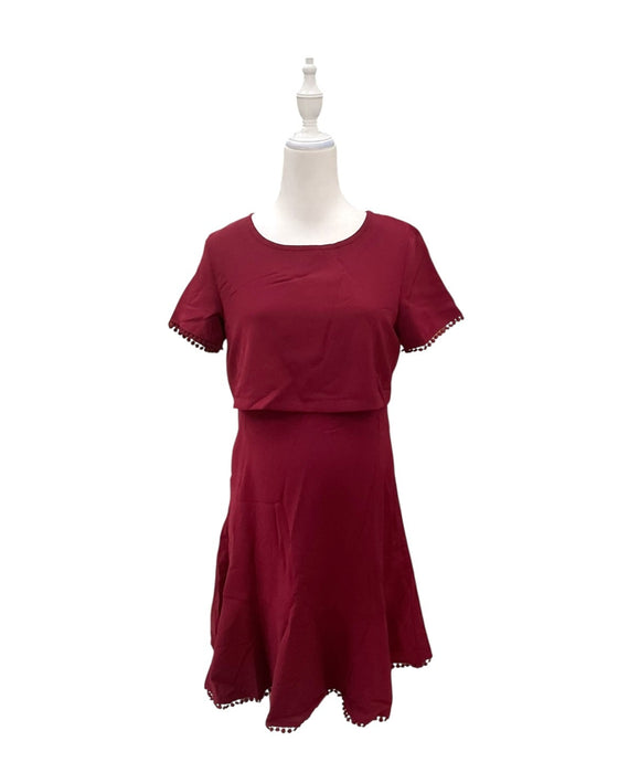 A Burgundy Short Sleeve Dresses from Jump Eat Cry in size Maternity-S for maternity. (Front View)