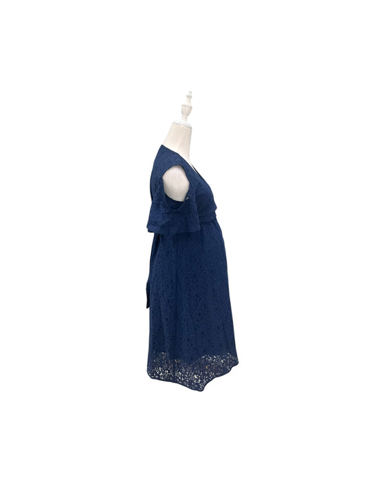A Navy Short Sleeve Dresses from Dear in size Maternity-M for maternity. (Back View)
