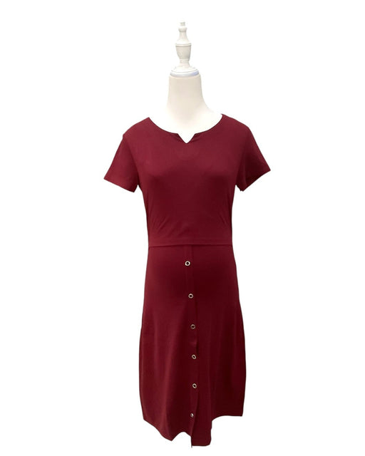 A Burgundy Short Sleeve Dresses from Jump Eat Cry in size Maternity-S for maternity. (Front View)