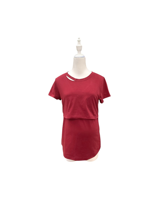 A Red Short Sleeve Tops from Mothercot in size Maternity-S for maternity. (Front View)