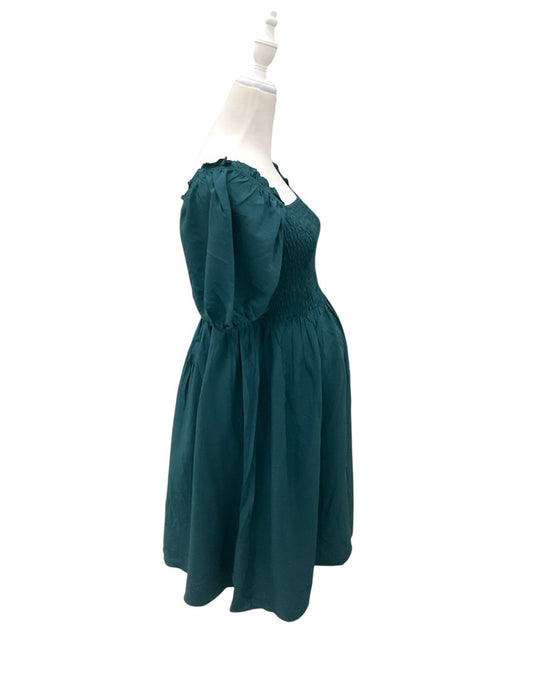 A Teal Short Sleeve Dresses from Dear in size Maternity-S for maternity. (Back View)